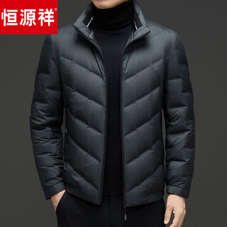 Hengyuanxiang short down jacket men's 2026 winter lightweight stand collar down jacket casual warm duck down jacket men gray green xl 180/92a