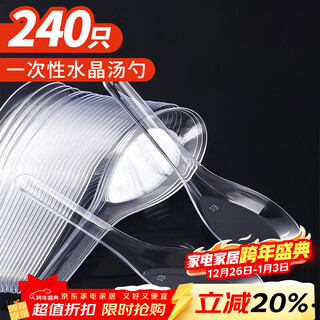 Youao disposable spoons 240 pieces, transparent spoons, plastic table spoons, dessert takeaway packaged spoons