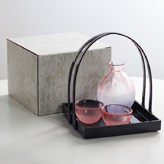 Yusenyi japanese rota hirota glass handmade cherry blossom sake pot sake cup glass shot glass cherry blossom round cup basket style original gift box 3 pieces
