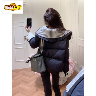 Chujing white duck down new short down jacket for women with small stature and good-looking winter jacket that looks slim but not bloated, blue xl