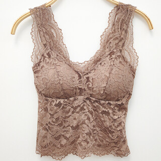 2025 spring new sexy lace beautiful back camisole versatile sleeveless women's underwear dark brown one size