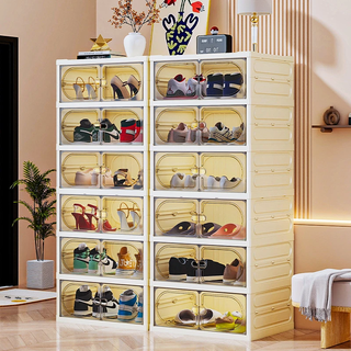 Nafenai installation-free foldable shoe cabinet shoe storage box transparent aj shoe box home entrance entrance shoe rack storage shelf 45 sides wide three layers (can hold 12 shoes)