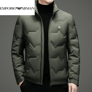 Emporio armani armani winter new men's down jacket for young and middle-aged people casual short stand-up collar thickened white duck down warm down gray green xl 180