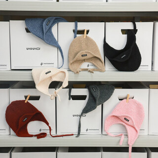 Utouto big ear elephant girls ear protective wool hat 2026 spring new versatile warm elastic knitted hat 2602007 flower pink one size (head circumference 50-54cm)