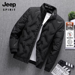Jeep spirit winter men's light regular down jacket 2025 new stand collar warm windproof jacket men's commuting versatile black m recommended 95-120jin jin is equal to 0.5 kg