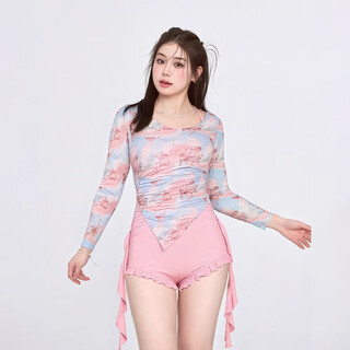 Agliondy large size swimsuit for women 2025 new hot style vacation conservative sports fat girl covers the flesh and looks slim rouge powder xl