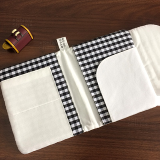 10 noon 16 puppy passport bag travel portable multi-functional card bag gift ins handmade black and white plaid cloth dual card slots