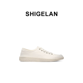 Shilan 2026 new minimalist style white lace-up canvas shoes for women, casual flat-soled pointed-toe white shoes, sneakers, white, polished and distressed 34