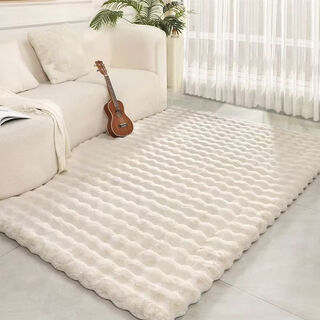 Fantasy cream bubble plush imitation rabbit fur coffee table living room solid color simple floor mat bedroom carpet bay window soundproof bedside blanket 60x160cm thickened encrypted tt rabbit fur sakura pink