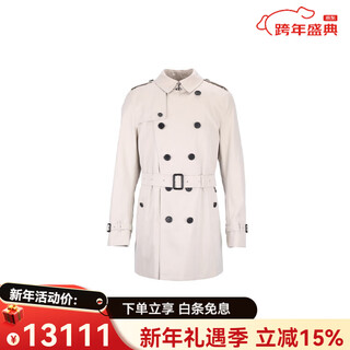 Burberry (burberry) regalo de año nuevo burbrry botón de color sólido cazadora de longitud media color sisal para hombres 50 mismo estilo para hombres y mujeres