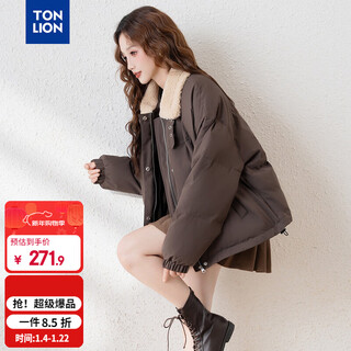 Tonlion 2025 winter women's lapel imitation lamb wool collar short cotton coat