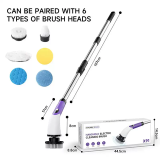 Shantou lincun electric mop, household multi-function cleaning brush, fully automatic lazy mop, wet and dry mop, clean without leaving water stains, electric mop - purple six-in-one
