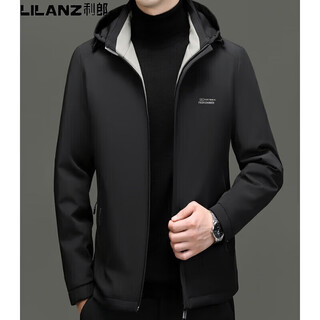 Lilanz light clothing men's winter fashionable removable hood casual jacket down jacket for young and middle-aged people black 86231 model 3xl 190 recommended 180-200jin jin equals 0.5 kg