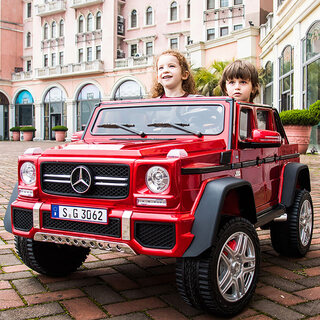 Rik smits mercedes benz big g maybach children's electric car four-wheeled car that can sit on adults' remote control children's baby double toys supreme paint wine red