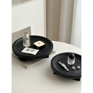 Shantou lincun second-hand solid wood jewelry jewelry aromatherapy display storage tray light luxurious entrance key storage ornament small + large fired round wooden stand