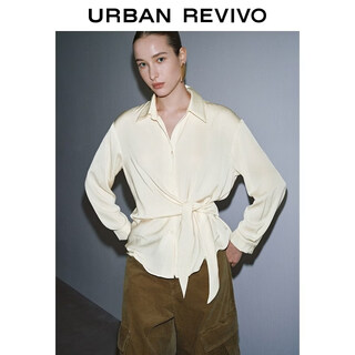 Ur2026 spring new women's casual lapel design strap cardigan shirt uwh260003+ original white xs