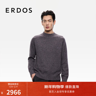 Erdos men's half turtle collar cashmere sweater 25th autumn and winter new arrival floral off-shoulder profile loose knitted pullover black gray xl 180/100a