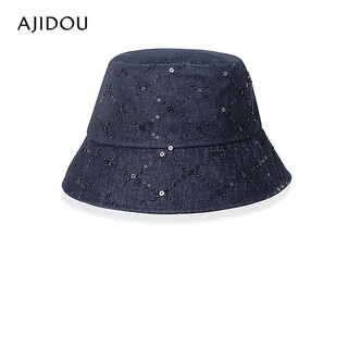 Ajidou ajidou bucket hat denim blue fashionable design windproof hat showing face small hat new year's eve gift denim blue one size