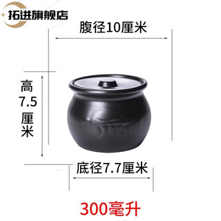 Tuojin jingdezhen ceramic crock pot simmering soup shaxian snack commercial old-fashioned stew pot household stew pot with lid water-proof one person steaming heat-resistant black crock pot 300 ml (mini model