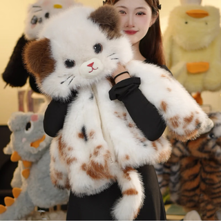 Yaochao calico cat children's coat thickened new winter girls plus plush sweater three colors 100 cm height 90-100cm weight 27-32jin jin equals 0.5 kg
