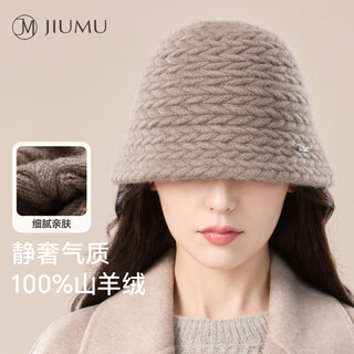 Jiumu pure fisherman hat women's autumn and winter warm and versatile ear protection showing face small bucket hat mother basin hat purple velvet color one size-58cm