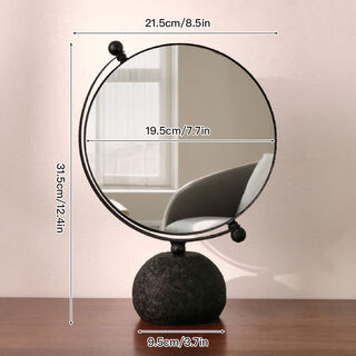 Desktop makeup mirror 2024 new high-looking internet celebrity iron art vertical mirror home bedroom fashion dressing table mirror round bottom round mirror black turtle back vertical mirror