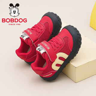 Bobdog children's shoes children's baby shoes 2026 spring new red shoes new year shoes functional boys toddler shoes red 24 suitable for feet length 14.0cm