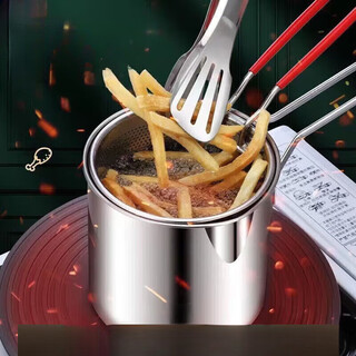 German double tail goods 304 stainless steel frying pan hot oil small pot pouring oil small pot deep-frying pot special frying pot