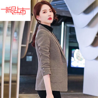 Woodpecker (tucano) small suit jacket for women 2025 spring and autumn new high-end plaid classic houndstooth woolen suit men's suit autumn and winter coffee grid coffee grid plus cotton thickened s recommended 80-95