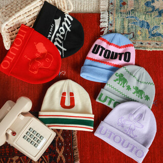 Utouto big ear elephant girls jacquard knitted hat 2026 spring new trendy cool versatile stretch wool hat 2602006 flower purple one size (head circumference 50-54cm)