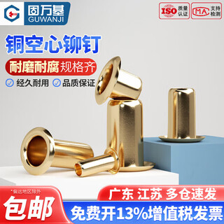 Guwanji copper eye rivets, hollow copper rivet buckles, single-tube through-hole through-core rivets, cap nails, willows, national standards, m1.5*2.5, 200 pieces
