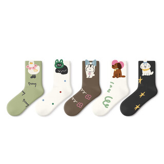 Pami primeet/pami socks women's spring and summer mid-calf socks cute japanese sports 2025 new short socks shallow mouth cotton cute animals one size fits all (suitable for sizes 36-39)