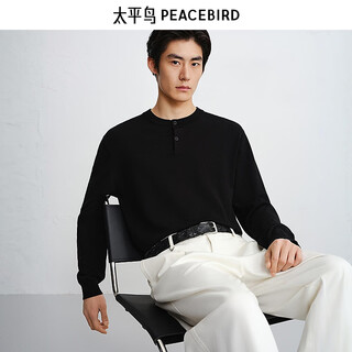 Peacebird men's wear shopping mall same style sweater 26 spring new loose henley leading the trend b1ebg1217 black 1 l