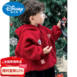 Disney boys sweatshirt winter 2026 new christmas red children's festive korean version versatile warm wool sweater new year's greetings red wool sweater height +10 shots plus velvet 130 cm height +10 shots