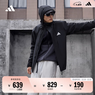 adidas拒水加绒内胆三合一连帽外套男女秋冬阿迪达斯官方轻运动   黑色   L