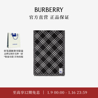 Burberry gifts scarves for men and women wide plaid silk wool blend scarf black