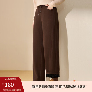 Xianlixiu warm velvet pants plus size women's lazy elastic waist casual pants fat mm2025 winter new style 4972 coffee color 2xl
