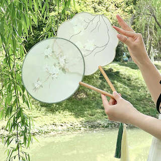 Yusen recalls ancient tuan fan chinese dance women's hanfu photo props cheongsam fan translucent palace fan round fan nian baiyuan