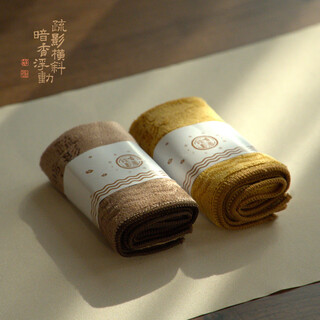Fuluoxiang dark fragrance sparse shadow / elegant soft absorbent tea towel / cotton tea towel cloth absorbent high-end tea mat tea table absorbent maintenance tea towel dark fragrance sparse shadow / elegant soft absorbent tea towel 2 pieces