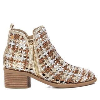 Xti women's short boots non-slip lightweight comfortable women's boots short ankle boots gold 37