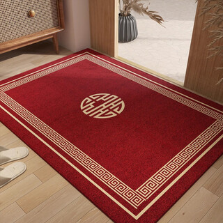 Jun yuexi entrance door floor mat light luxury high-end sense stain-resistant non-slip living room carpet home door can be cut mat entrance chinese red-blessing water-absorbent non-slip crystal cloud velvet 160cm*230cm