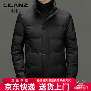 利郎（LILANZ）羽绒服男士时尚休闲冬季短款轻薄白鸭绒加厚保暖防寒中青年外套潮 黑色 M