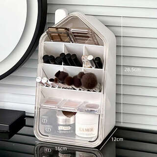 Yusenyi makeup brush storage tube large capacity desktop cosmetics storage rack drawer type facial mask lipstick eye shadow storage box big house + oblique insertion box thickened large capacity