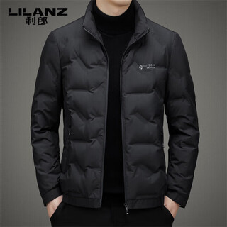Lilanz italian men's down jacket 2025 new autumn and winter stand-up collar short white duck down jacket for young and middle-aged people to keep warm black m 170 recommended 90jin jin equals 0.5kg -120jin jin equals 0.5kg