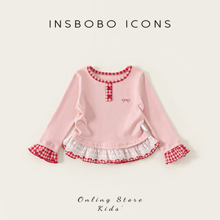 Insbobo girls t-shirt 2026 spring clothes baby tops new bottoming shirt children's style long sleeve children's clothing pink 80