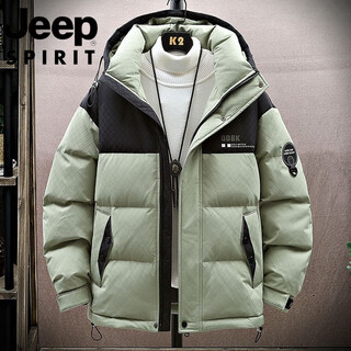 Jeep international brand down jacket men's winter 2025 new outdoor hooded youth casual cotton jacket 1988 black and green m recommended 80-100jin jin equals 0.5 kg