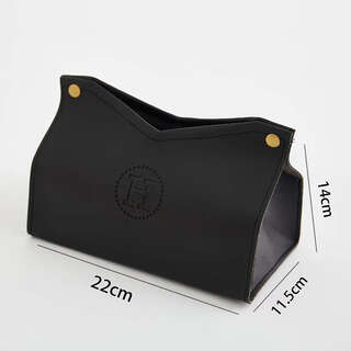 Fantasy creative simple leather tissue box living room high-end light luxury household high-end decorative paper box car paper box with black embossed h