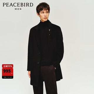 Peacebird men's master series winter woolen coat jacket b1aad4y03 black 1 (fit) 2xl