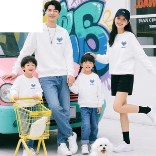 G.duck pure cotton sweatshirt parent-child clothing for a family of three plus velvet autumn and winter 2025 foreign style mother-child clothing spring and autumn style-white 165 dad s