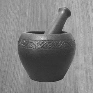 Mppmck black gold stone mortar garlic pounding jar natural stone old-fashioned stone cup pounding garlic mortar pair of chili pepper bowl pounding and grinding 13cm carved rattan flower